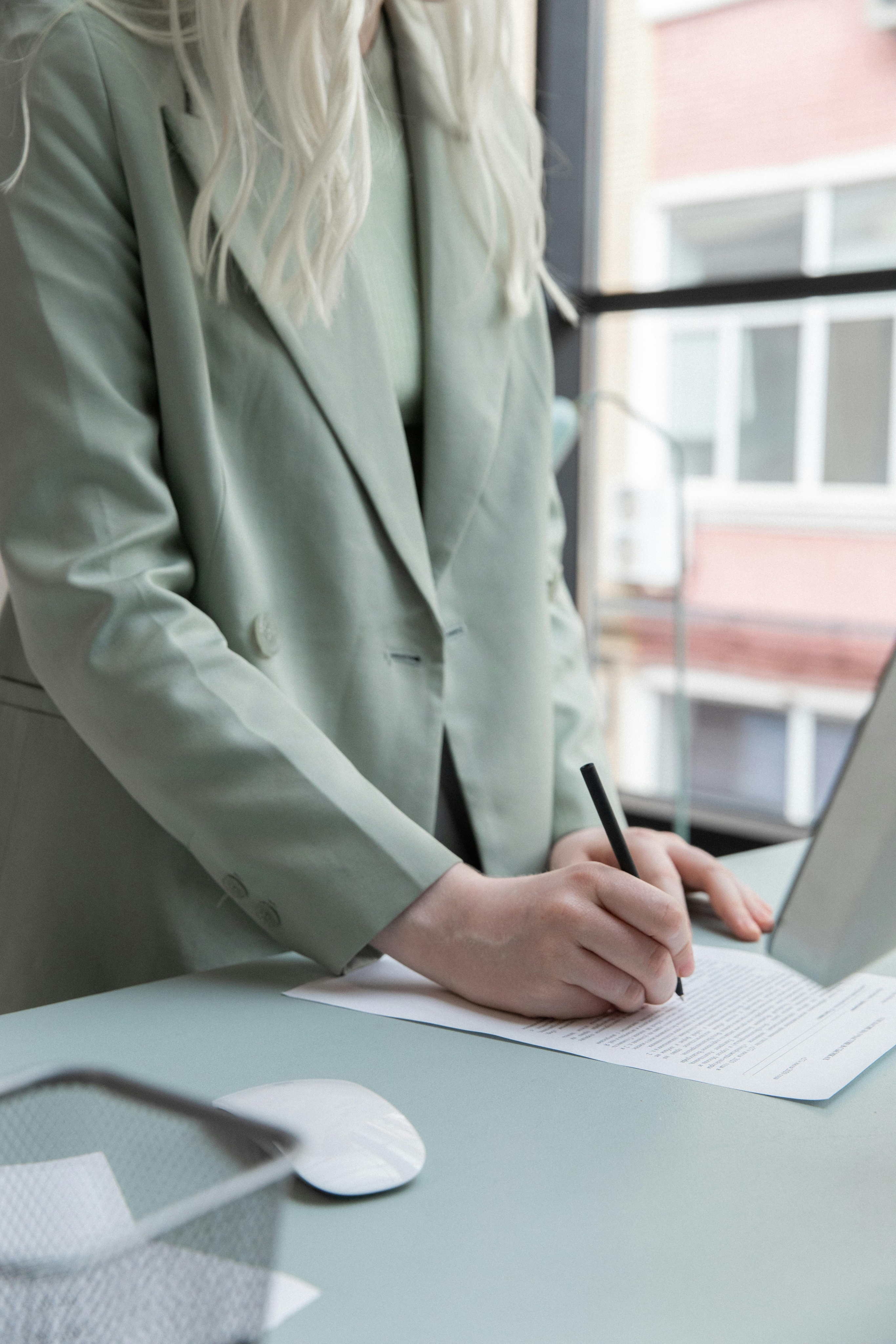 Secretary writing office documents
